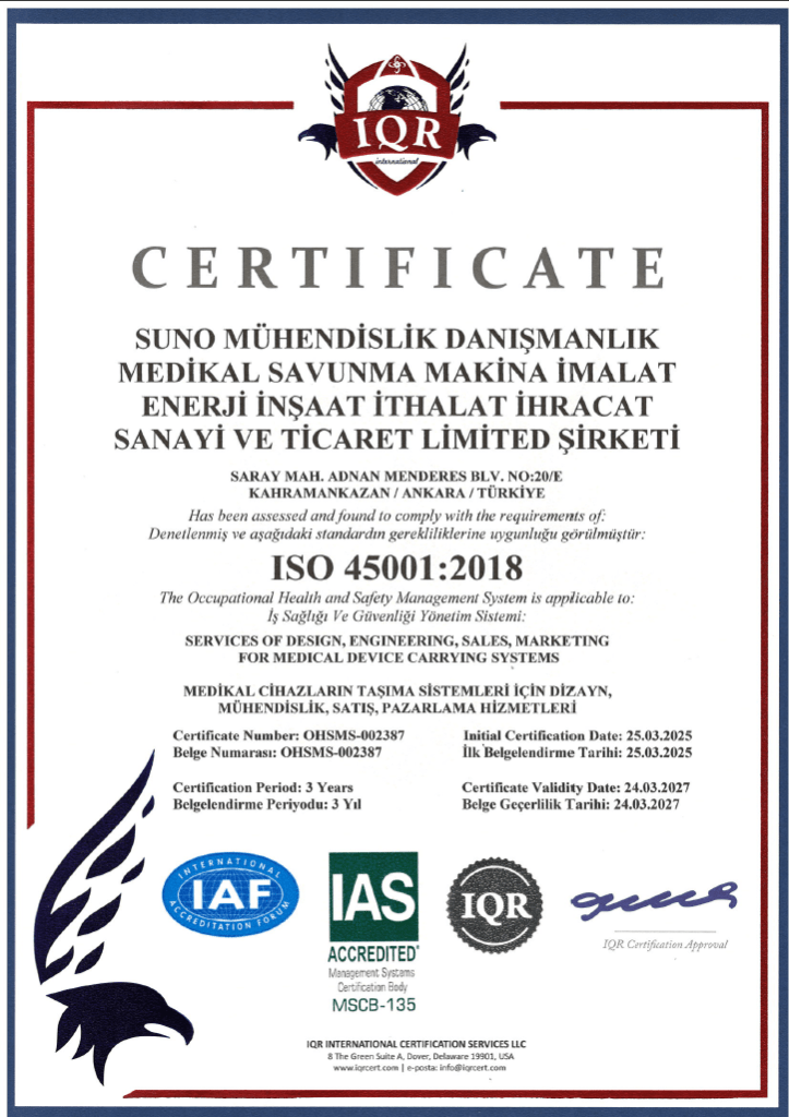 ISO 45001 Occupational Health and Safety certificate